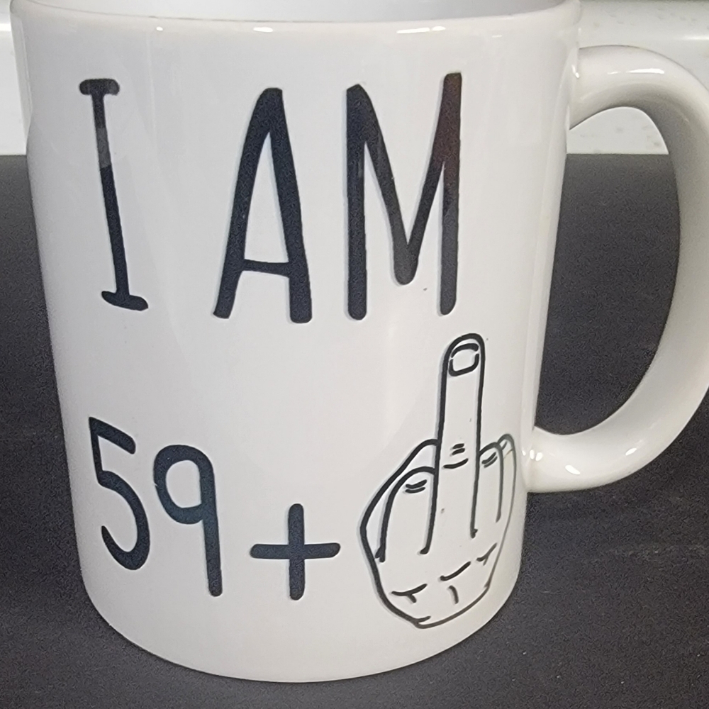 White Ceramic Mug with Bold Text
